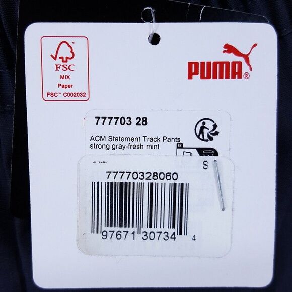 PUMA Track Pants Mens Small Gray ACM Statement Logo AC Milan Soccer - Picture 5 of 11